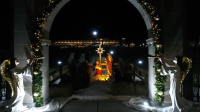 A manger beneath Marywood's Memorial Arch greets visitors throughout the season Sr. Mary Delivers Her Annual Christmas Message