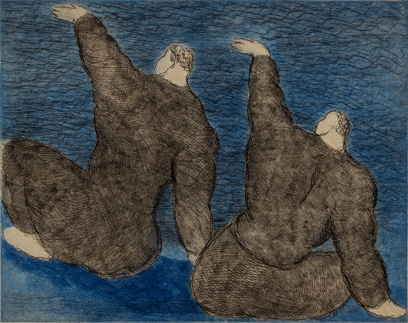 two people sitting with their arm up