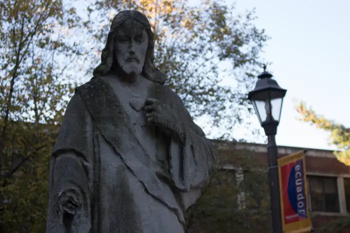 a statue named the Shrine of the Sacred Heart of Jesus