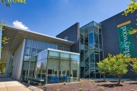 The Learning Commons highlighted by a Marywood banner