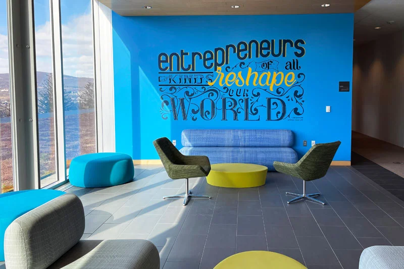 Wall art within the Entrepreneur Launch Pad in the Learning Commons