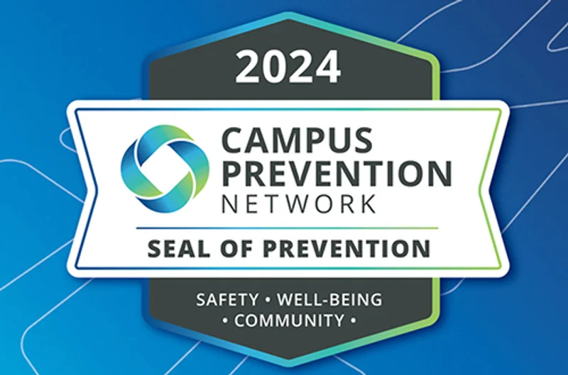 Logo of the 2024 Campus Prevention Network Seal of Prevention on a blue background 2024 Campus Prevention Network Seal of Prevention Recognizes Marywood's Exceptional Commitment to Digital Student Wellness, Safety, & Inclusion Efforts
