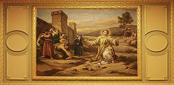 a portrait of St. Stephen suffering martyrdom by stoning