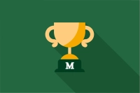 Gold trophy icon on Marywood green background.