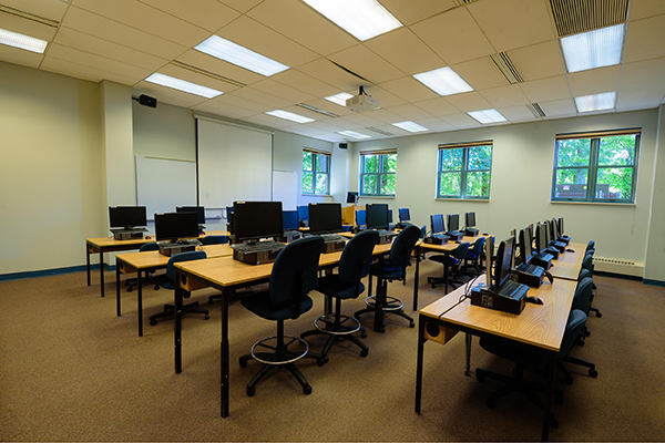 Four rows of computers in the Science Center