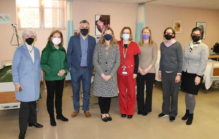 Left to right: Patricia Rosetti; Mary Sewatsky, MD; Jeff Smith; Christine Marcos; Patricia Falkowski, MSN; Dr. Theresa Tulaney; Shelby Yeager, M.Ed.; and Renée Gregori Zehel, Ph.D.