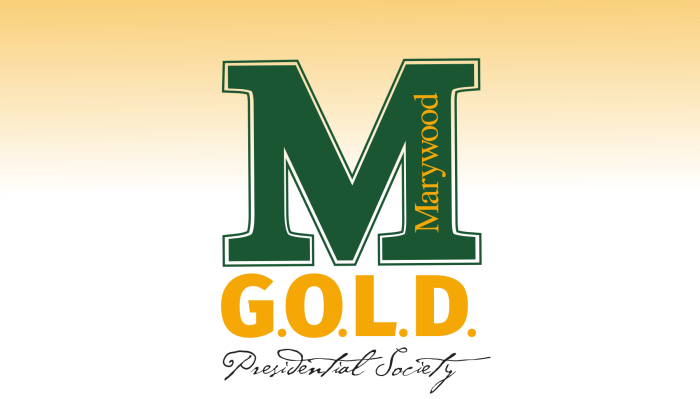 A banner for the G.O.L.D (Graduate of Last Decade) presidential society, featuring the Marywood logo.