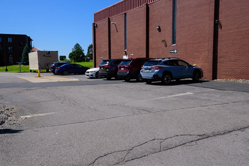 Six cars parking in the maintence parking lot