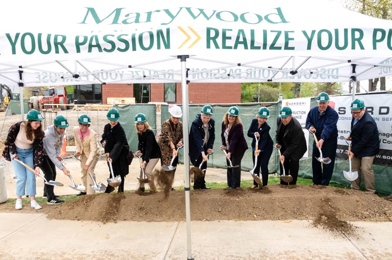 Marywood University broke ground for a new health sciences pavilion on Friday, April 28, during a 4 p.m. ceremony on the entrance lawn of the Center for Athletics and Wellness on University Avenue. Groundbreaking of the Pascucci Family Health Sciences Pavilion