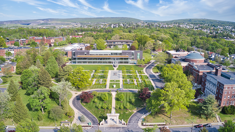 An aerial view of Marywood University's campus.