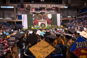 Sister Mary Persico delivers a message to the 100th graduating class. Celebrating a Century of Graduates