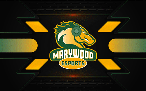 Esports logo on black keyboard background with flash animation Marywood Launches Competitive Esports Program