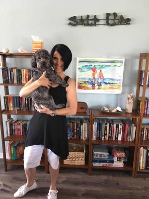 Marla Kovatch with her trusted companion, Pierre CSD Faculty Member Featured in National Aphasia Association Article