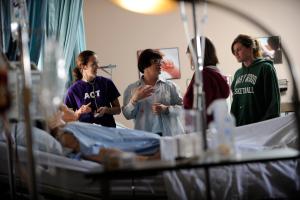 Nursing students in lab Marywood University is One of the 2021 Best Allied Health Professions Schools
