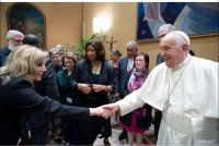 Marywood President Lisa A. Lori greeting/shaking hands with Pope Francis. President's Message to the Marywood Community on the Passing of Pope Francis