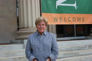 Elizabeth “Betty” Burns pictured in front of the Liberal Arts Center. Elizabeth Burns Elected to Board of Trustees