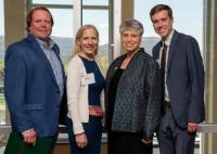 Thomas Flynn ’22, Astoria. N.Y., far right, expressed gratitude on behalf of all scholarship recipients, accompanied by his parents, Thomas and Donna Flynn, and Sister Mary Persico, IHM, Marywood University President. New Endowed and Annual Scholarships