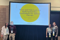 Pictured left to right are Marywood University research presenters, Kirsten Van Louvender, Moscow, PA; Dr. Vijayachandra Ramachandra, East Stroudsburg, PA; Kelli Moreno, Hebron, MD; and Angela Genter, Scranton, PA. Marywood Researchers Present at ASHA Convention
