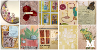 Collage of mixed-media artwork by Marywood students displayed at the Symposium First Friday Scranton Holds Graduate Art Therapy Symposium