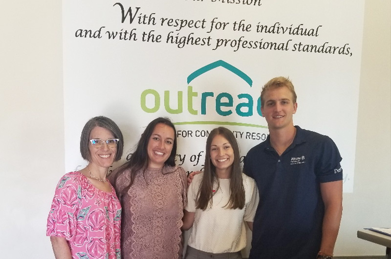 Pictured from left to right are: Marla Kovatch (Assistant Professor of Practice; Archbald, PA), Kristen Persico (Beacon Falls, CT), Makenzie Reinhard (Northhampton, PA), and James Nehlig (Princeton, NJ). CSD Students at Children's Career Day