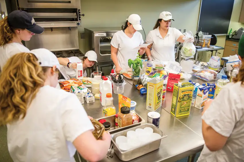 Marywood nutrition students working on a food lab