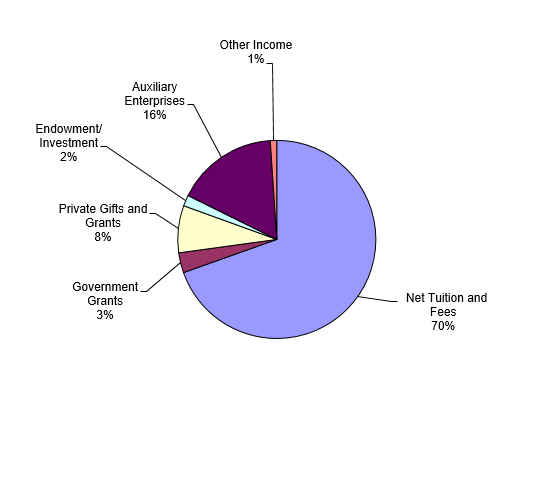 a pie chart displaying the percentages of various sources of revenue and other additions